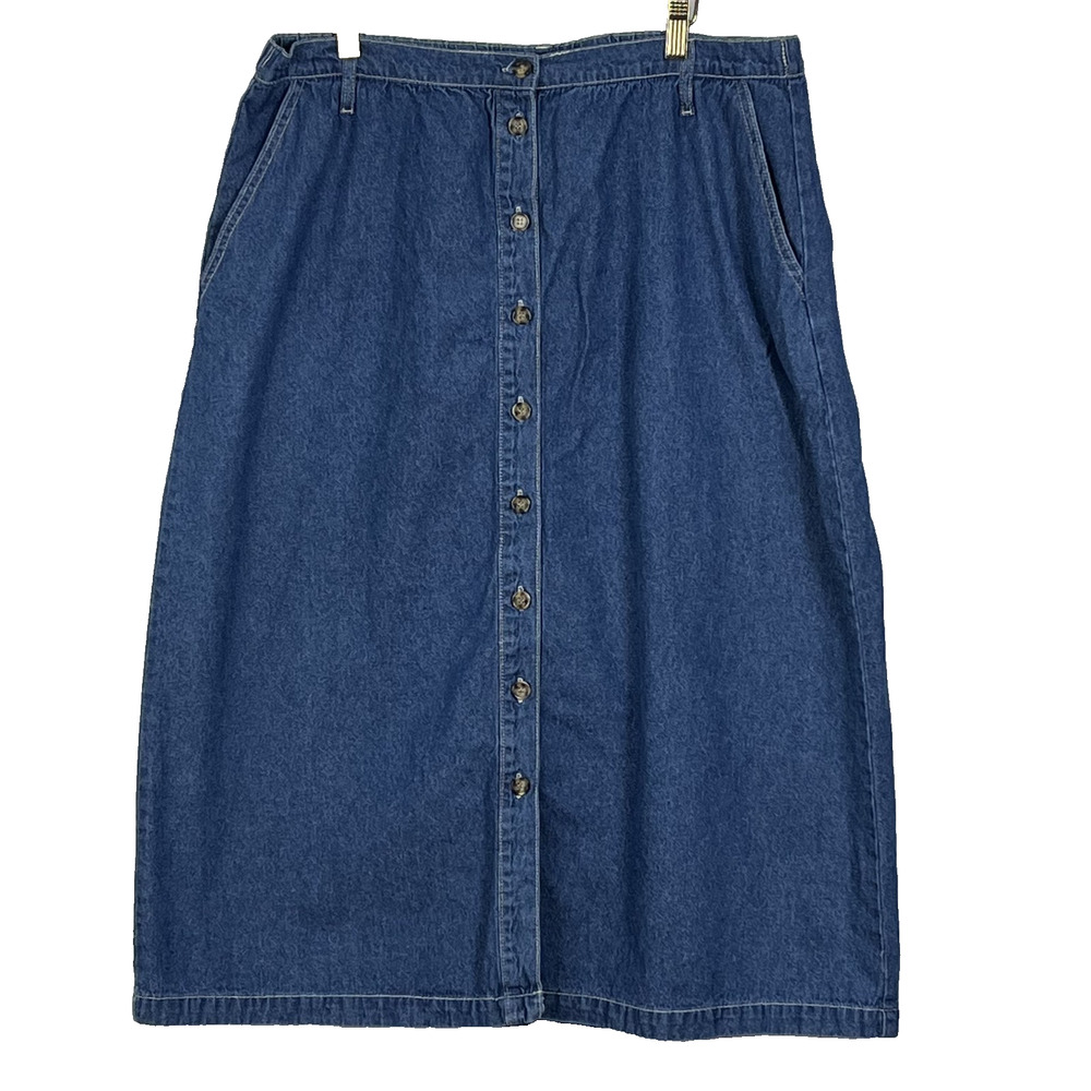 Vintage Serengeti Button Front Denim Skirt Women's Size Large with pockets